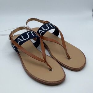 Nautica tan and navy strap sandal